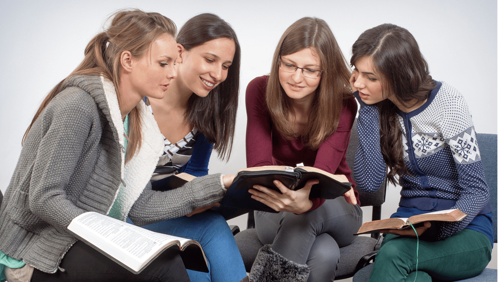 College students doing Bible study