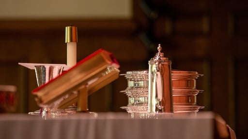 Altar with communion elements