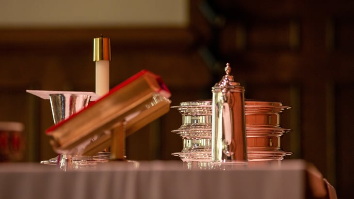 Altar with communion elements