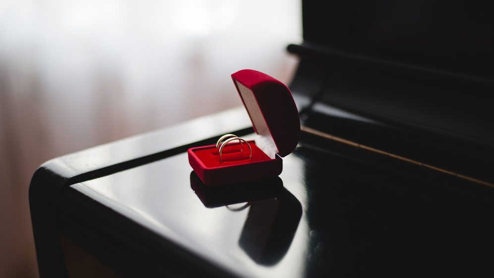 Wedding rings in a ring box