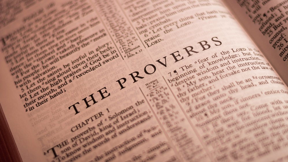 Picture of the Bible open to The Proverbs