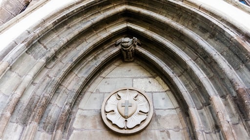 Architectural details on Romanian Lutheran church