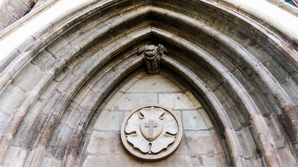 Architectural details on Romanian Lutheran church