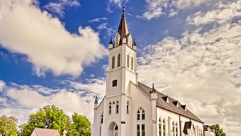 Church building against blue sky