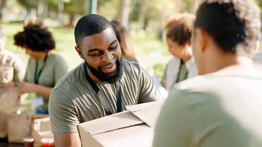 Man serving others