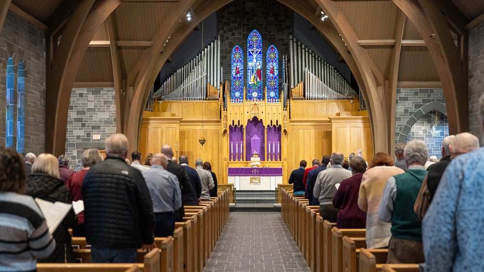 Church sanctuary full of members