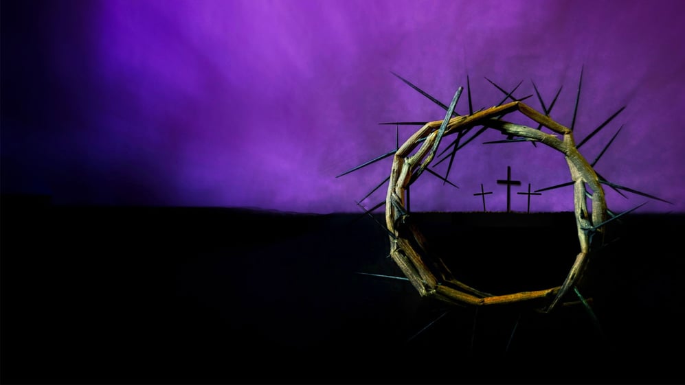 crown of thorns circling three crosses