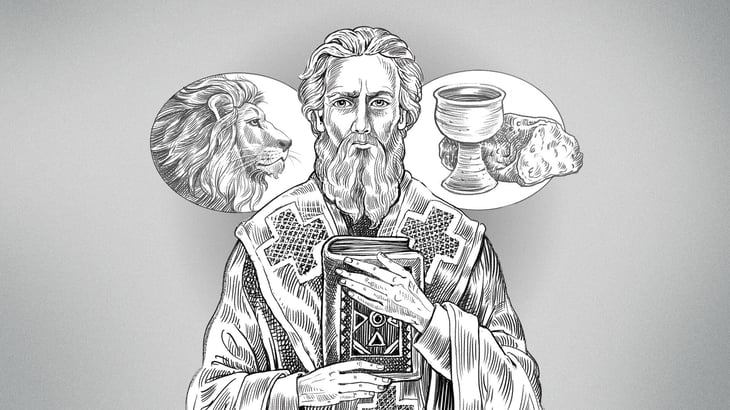 Illustration of St. Ignatius of Antioch from Journey through Church History by Christa Petzold