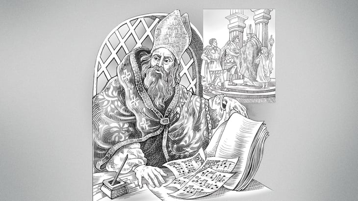 Illustration of Ambrose of Milan from Journey through Church History Curriculum