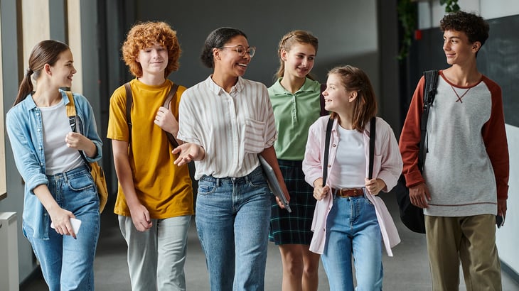 Group of happy teenage friends