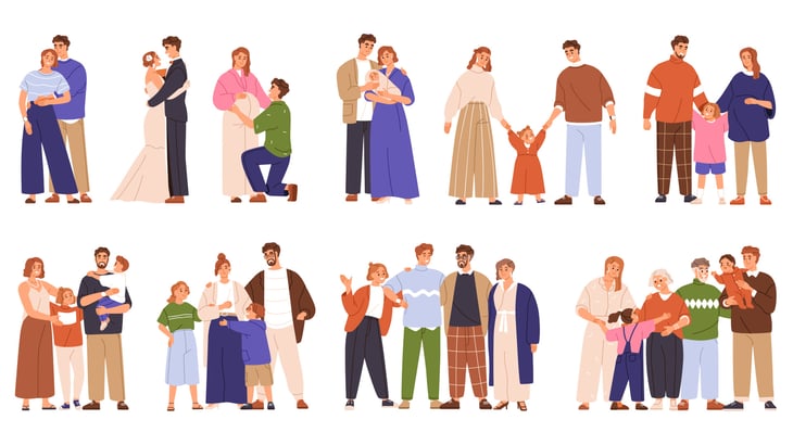 Illustrations of different life stages 