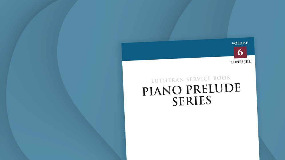 Cover of Piano Prelude Series Volume 6 featuring a blue swirled background