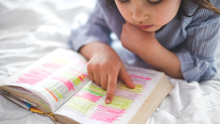 Young girl reading the Bible