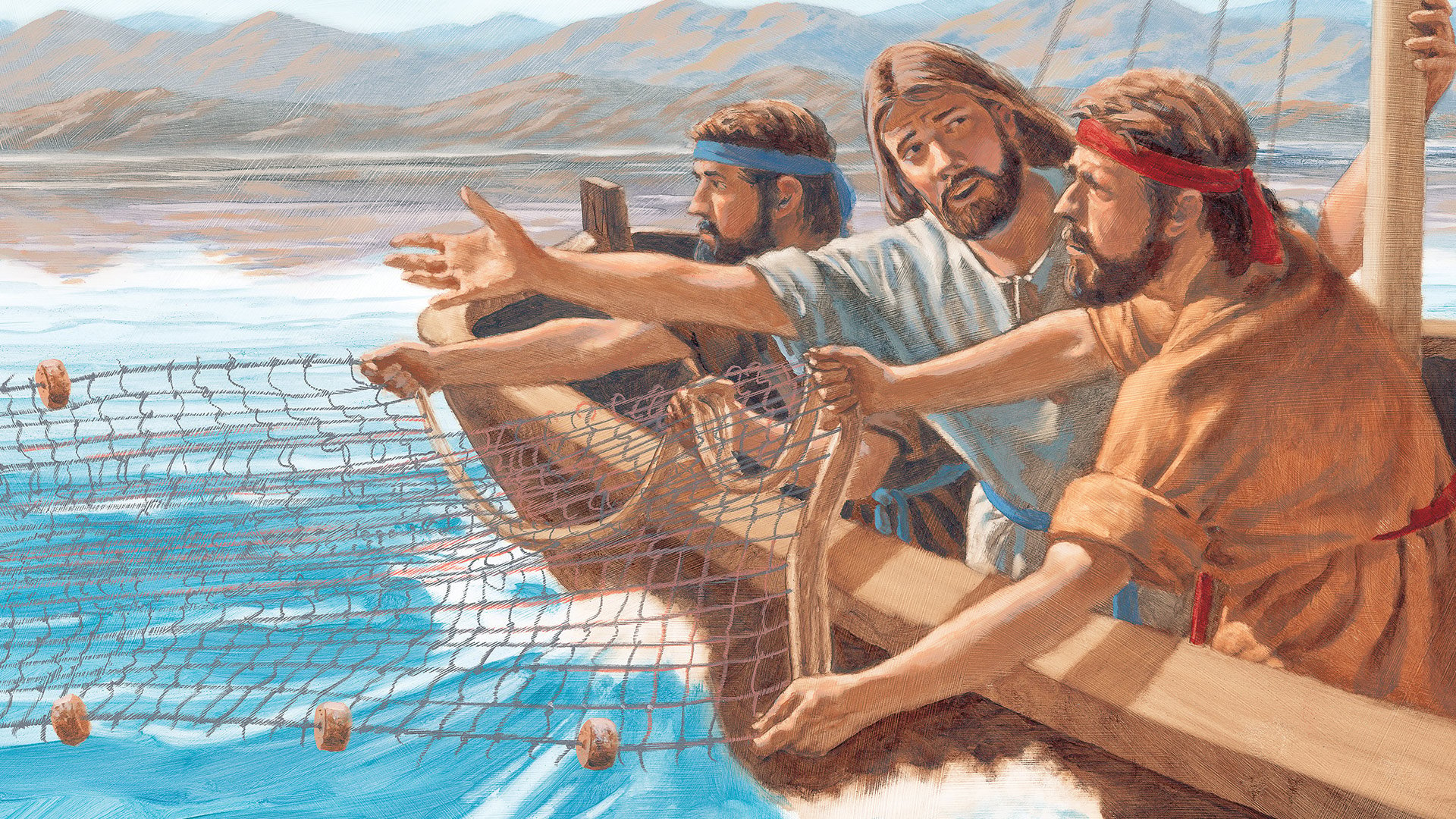jesus and peter fishing